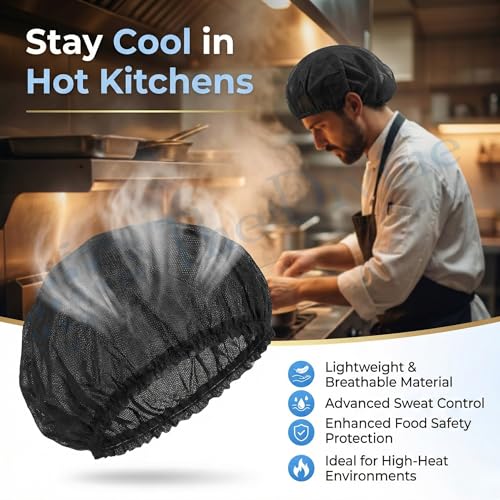 Image of Stretchable Disposable Non-Woven Unisex Bouffant Caps for Surgical, Restaurants, Cooking & Home Use, Free Size (Pack of 50, Black)