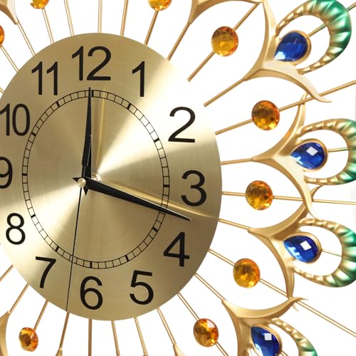 Reloj de pared pavo real 23 pulgadas dorado miniatura 6