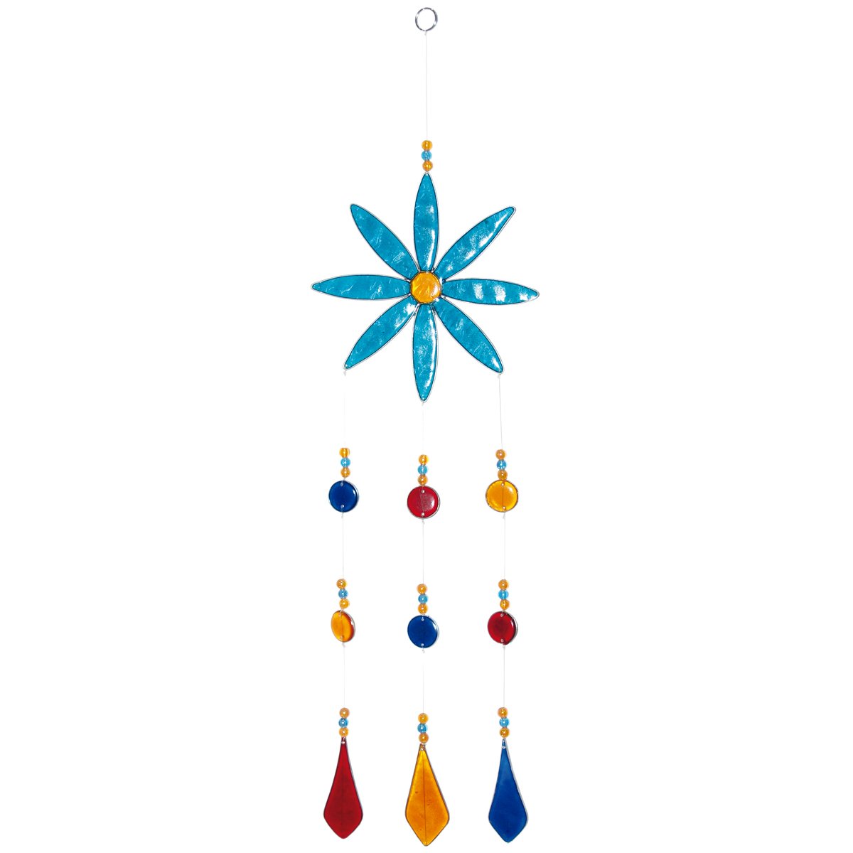 Pendentif fleur turquoise laroom 14035 et boucles d'oreilles multicolores 47 cm