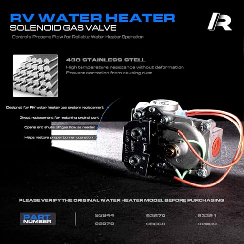 Image of RV Water Heater Burner System Repair Kit for Atwood 93844 Solenoid Gas Control Valve, 91638 Main Burner Tube, 93868 Igniter - Compatible with 6 /10 Gallon Tanks, GC10A-4E, G6A-8E /G6A-6E /G6A-4E, G10-3E