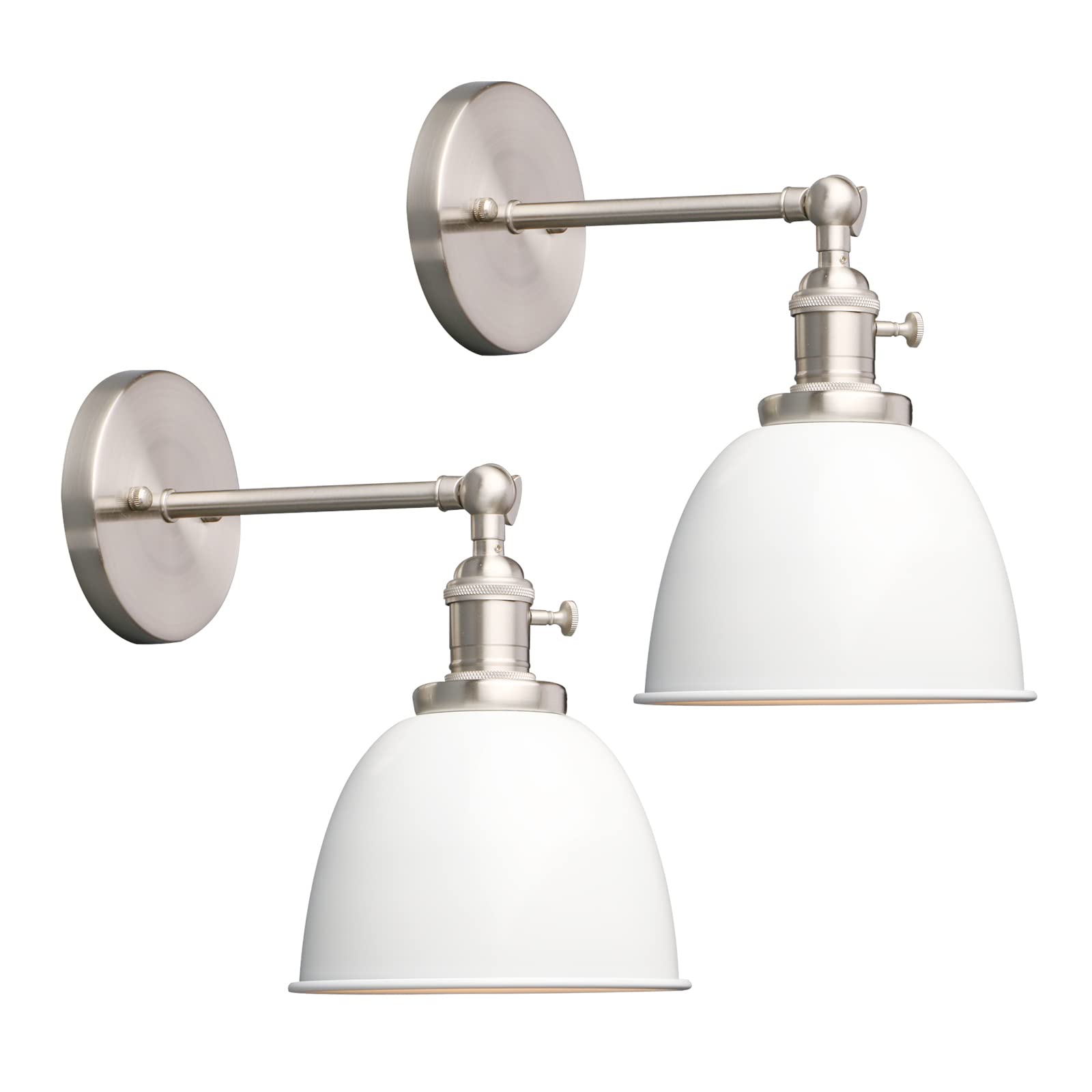Phansthy 2 Stücke Wandleuchte mit Metall-Schirm Wandlampe Industrial Design, Innen Vintage Loft-Wandlampe E27 max. 40W für Wohnzimmer Schlafzimmer Büro Küche Flur (Weiß)