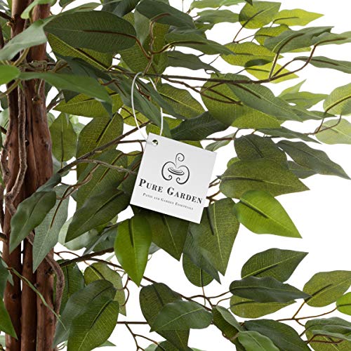 Pure Garden Artificial Ficus Tree-80-Inch Potted Silk Tree For Home Or Office Decoration-Indoor Faux Plant With Natural Looking Greenery, Green #TOP4