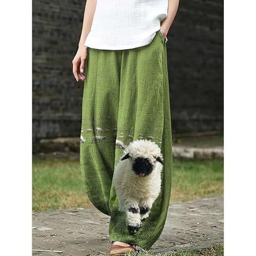 Cute Printed Harem Pants for Women Casual Lightweight Loose Elastic Waist Trousers2