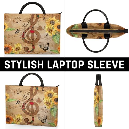 Vintage Patterns Ribbons Sunflowers Laptop Sleeve with Handle Waterproof Computer Carrying Case4