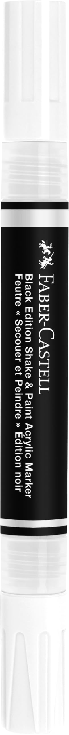 Faber-Castell 285511 Black Edition Shake & Paint Pennarello Acrilico, Pennarello White Moon, Doppia Punta 3Mm E 1Mm, Impermeabile, Colore Vivido E Duraturo