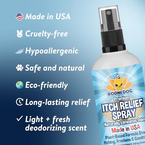 Image of Bodhi Dog Itch Relief Spray - Natural Relief for Dry, Itchy, Allergic, or Bug-Bitten Skin - Safe for Dogs & Cats - Soothing Oatmeal Formula - Made in USA (Oatmeal, 4 Fl Oz)