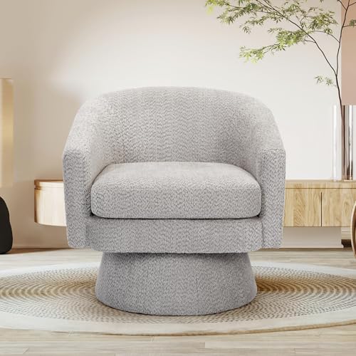 Sillón giratorio acolchado terciopelo gris claro miniatura 1