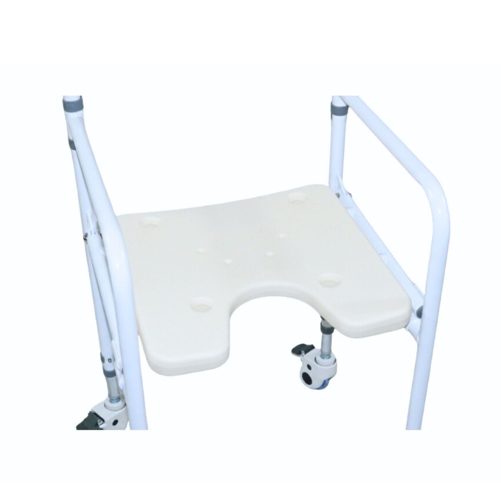 Ausilium Sedia da Doccia Pieghevole con Ruote e Freni per Anziani e Disabili - Sedia Bagno in Alluminio Regolabile in Altezza, Seduta Ergonomica Antiscivolo - Portata 114 kg