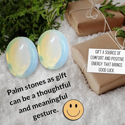 Image of Crystal Heaven Opalite Crystal Palm Pebbles Stones For Anxiety Stress Relief Massage - Aaa Grade Original Healing Gemstone Agate Palm Stone For Yoga Meditation Spiritual Reiki Feng Shui