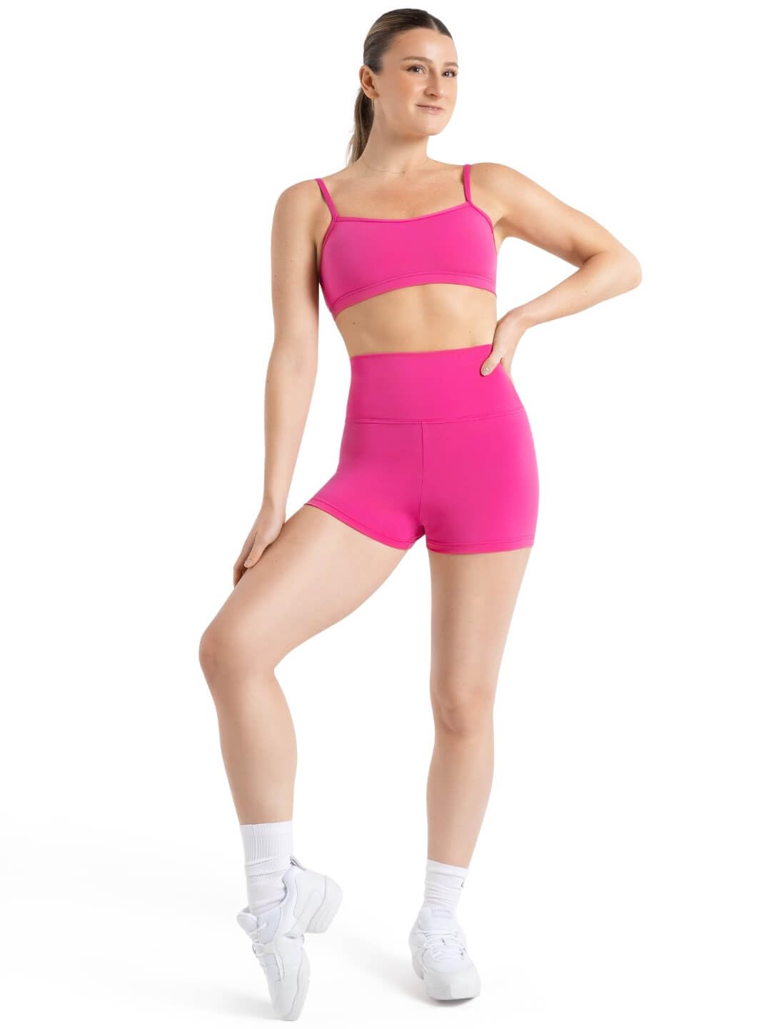 Capezio Women's Hot Pink High Waisted Shorts, Small