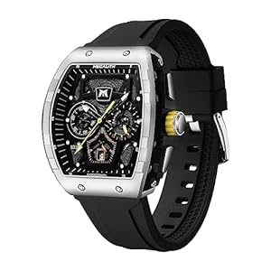 Herrenuhr Groß Sportlich Chronographen – Militär Schwarz Armbanduhr Herren Wasserdicht Analog Quarz Uhr Herren Lässig Designer Uhren fur Männer Rubber Datum Leuchtend