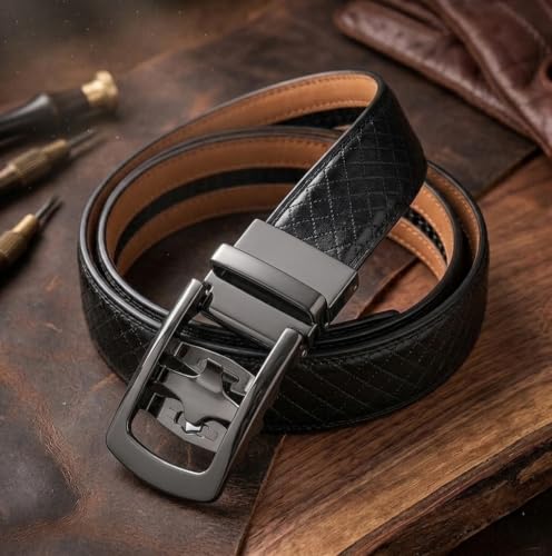 Image of WildHorn Men's Genuine Leather Belt for Men| Premium Auto-Lock Buckle | Adjustable up to 48 inch | Formal & Casual Wear | Micro-Adjust Fit | Stylish Gift Box Included