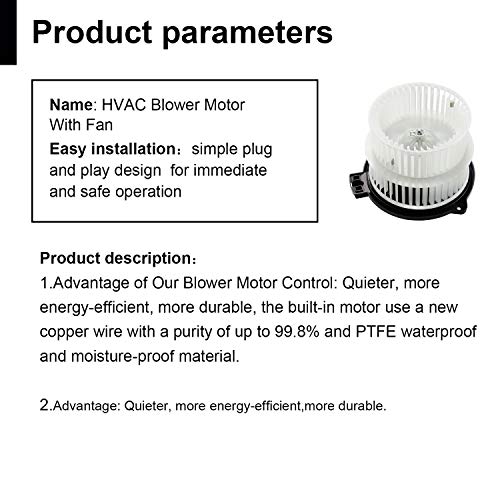 Image of HVAC Heater Blower Motor Fan Fit for 2004-2006 Scion xA /xB, 2003-2005 Toyota Echo, Replaces 700172 87103-52080 TO3126119, Air Automotive Replacement