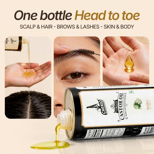 Image of Chekko Cold Pressed Castor Oil Edible (Arandi) 500ml | 100% Pure & Natural Wood Pressed Virgin Castor Oil for Hair & Skin Care, Body Massage | Moisturization & Wellness For Men & Women