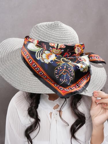Image of Printed Poly Silken feel Scarf Stole for Women | Stylish, Soft, & Lightweight | Satin Feel Neck Scarf, Hair Scarf, Head Scarf for Women