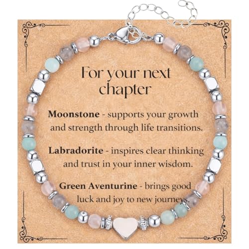 TUBIANCA Healing Bracelet for Women Inspirational Gift for Her Mothers Day Moonstone Labradorite Green Aventurine Bracelet Get Well Soon Gift Meaningful Next Chapter Jewelry with Message Card