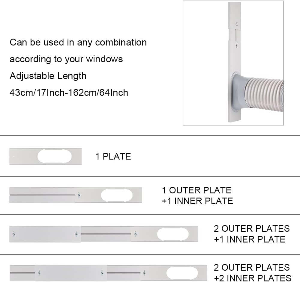 Portable Air Conditioner Windows Vent Kit, Adjustable Window Seal with 5.9 Inch Diameter, 78.7 Inch Length Exhaust Hose for A/C Unit Universal for Sliding Horizontal or Vertical Windows