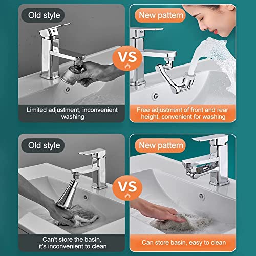 Image of 1080+360 Universal Rotating Faucet Extender, Large-Angle Splash Filter Aerator With 2 Water Outlet Modes, Four Layers of Filtering, Robotic Arm Water Nozzle Adaptor for Kitchen Sink
