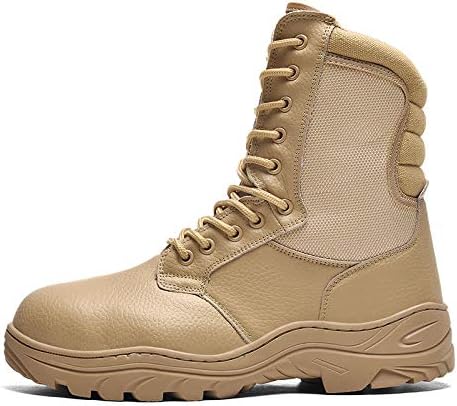 Men Military Leather Boots Special Force Desert Outdoor Shoes Men's Steel Toe Cap Work Safety Shoes Ankle Boots (Sand, 6)