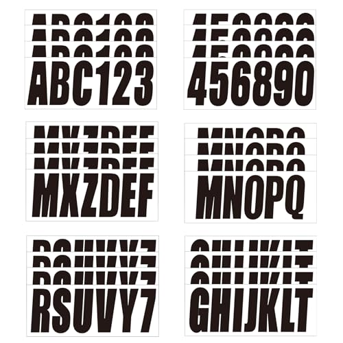 4 Sets 3\" Registration Numbers and Letters Sticker Decal Kit for Fishing Pontoon Boats Personal Watercraft Jet Skis Sea-Doos Solid Black