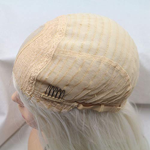 Perruque blanche blonde lace front ondulée 61 cm haute densité - 7