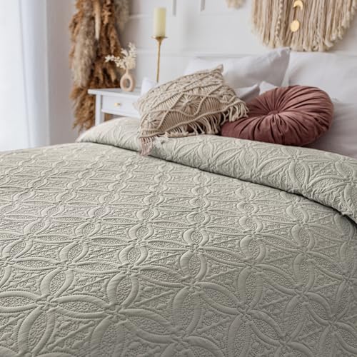 Colcha acolchada boho 200 x 220 cm beige colcha grande para cama de matrimonio y cubre sofá 7