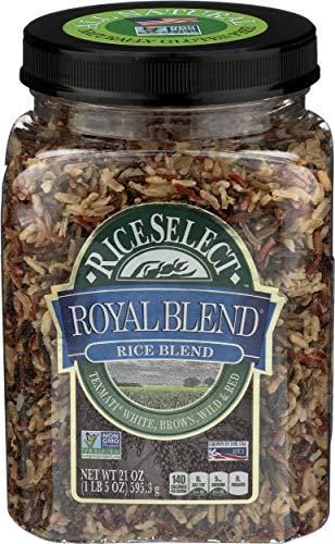 RiceSelect Royal Blend, Blend Of Texmati White, Brown, Red, And Wild Rice, Premium Gluten Free Rice, Non-GMO, 21 Ounce Jar