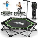 Mini Trampoline for Adults, 42" Indoor Fitness Rebounder with Adjustable Handlebar - Foldable Exercise Trampoline, Stable & Quiet Jumping Mat, Supports 330 LBS