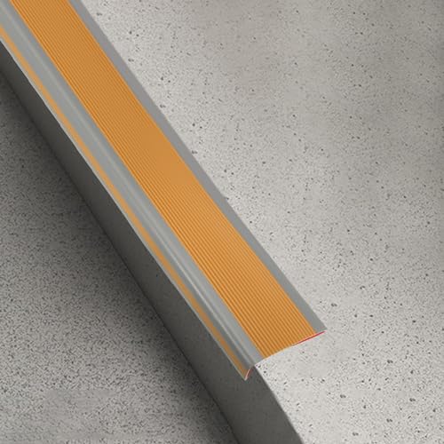 QUARKZMAN 3.2Ft Treppenkantenprofil, 3mm PVC Selbstklebender Treppenkanten-Schutz L-Form Treppenabschluss Treppenstufenkantenverkleidung für den Außen- und Innenbereich, Braun/Grau.