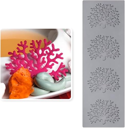 AK ART KITCHENWARE 4 cavidades Coral Design Fondant Silicone Icing Mats para tartas, moldes de silicona para hornear, herramientas de pastelería,