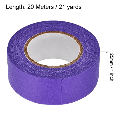 Image of uxcell 3Pcs 25mm 1 inch Wide 20m 21 Yards Masking Tape Painters Tape Rolls Purple