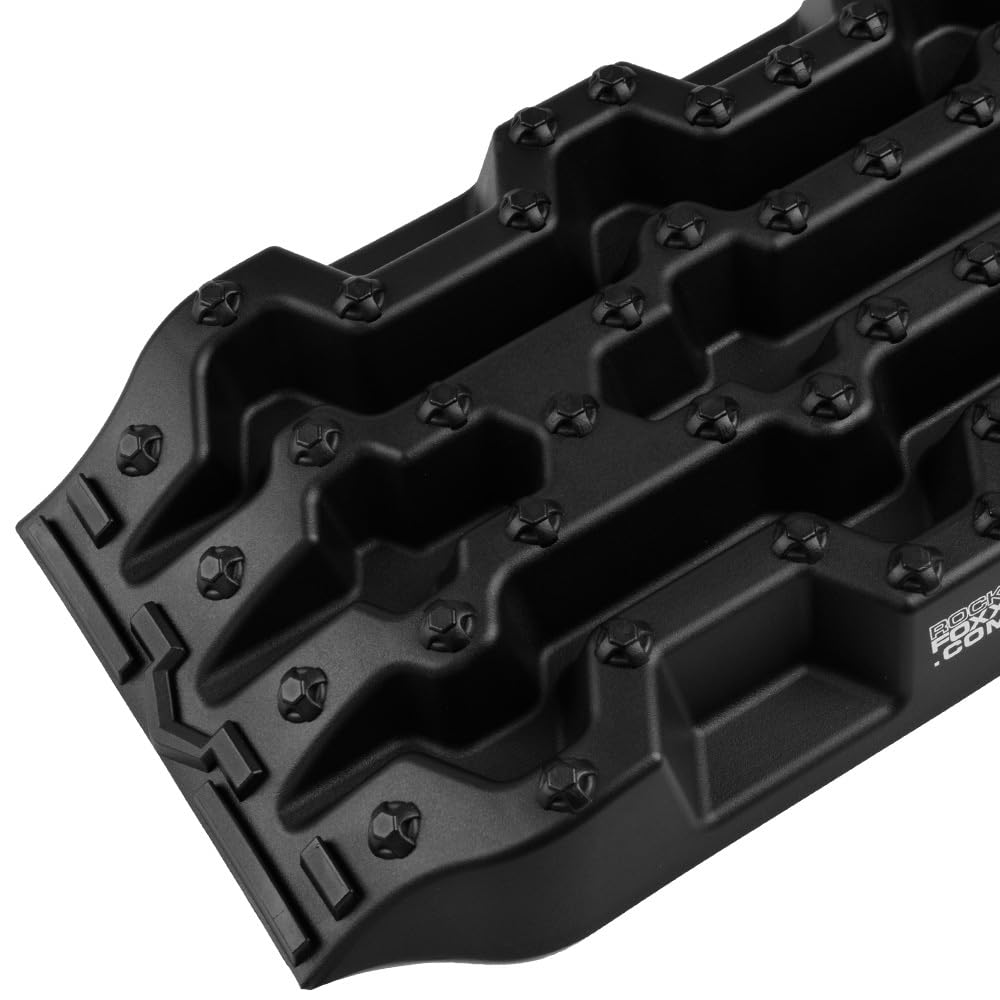 ROCKFOXX Sandbleche Offroad 5 Tonnen Paar schwarz Anfahrhilfe Schlamm Schnee Sand Berge Boards Recovery Board für Wohnmobil Geländewagen PKW SUV Pick UP Quad Traktionsmatte Gripmatte