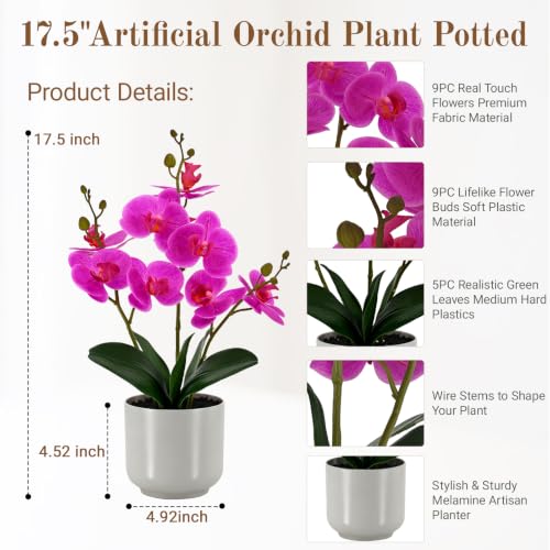 BTHM DSGN Faux Orchid 17.5” Tall Artificial Flower Indoor for Home Decor - image 2