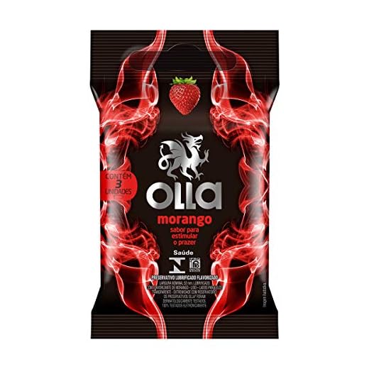 Olla Preservativo Lubrificado, Morango, 3 unidades