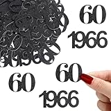 ALEGRE Lot de 100 confettis à paillettes pour 60 ans - 3,4 à 5 cm - Décoration de table pour 60 ans - Pour femme - Décoration à disperser - 60 ans - Noir - Décoration d'anniversaire 60 ans