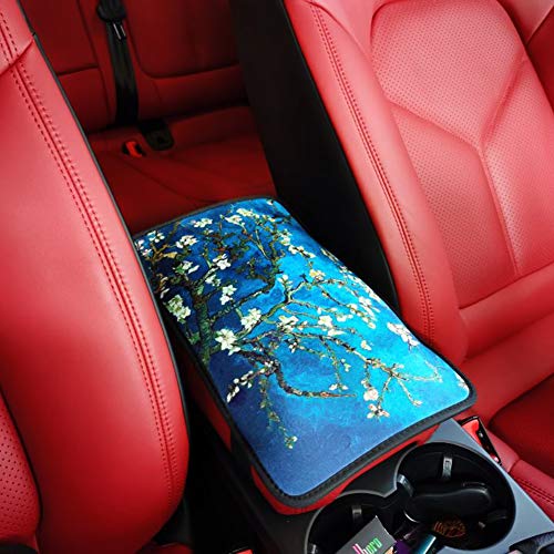 LIZIMANDU 2 Pack Vehicle Armrest Cover Pad, Universal Fit Soft Comfort Center Console Armrest Cushion for Car Women Car Accessories(2-Van Gogh)