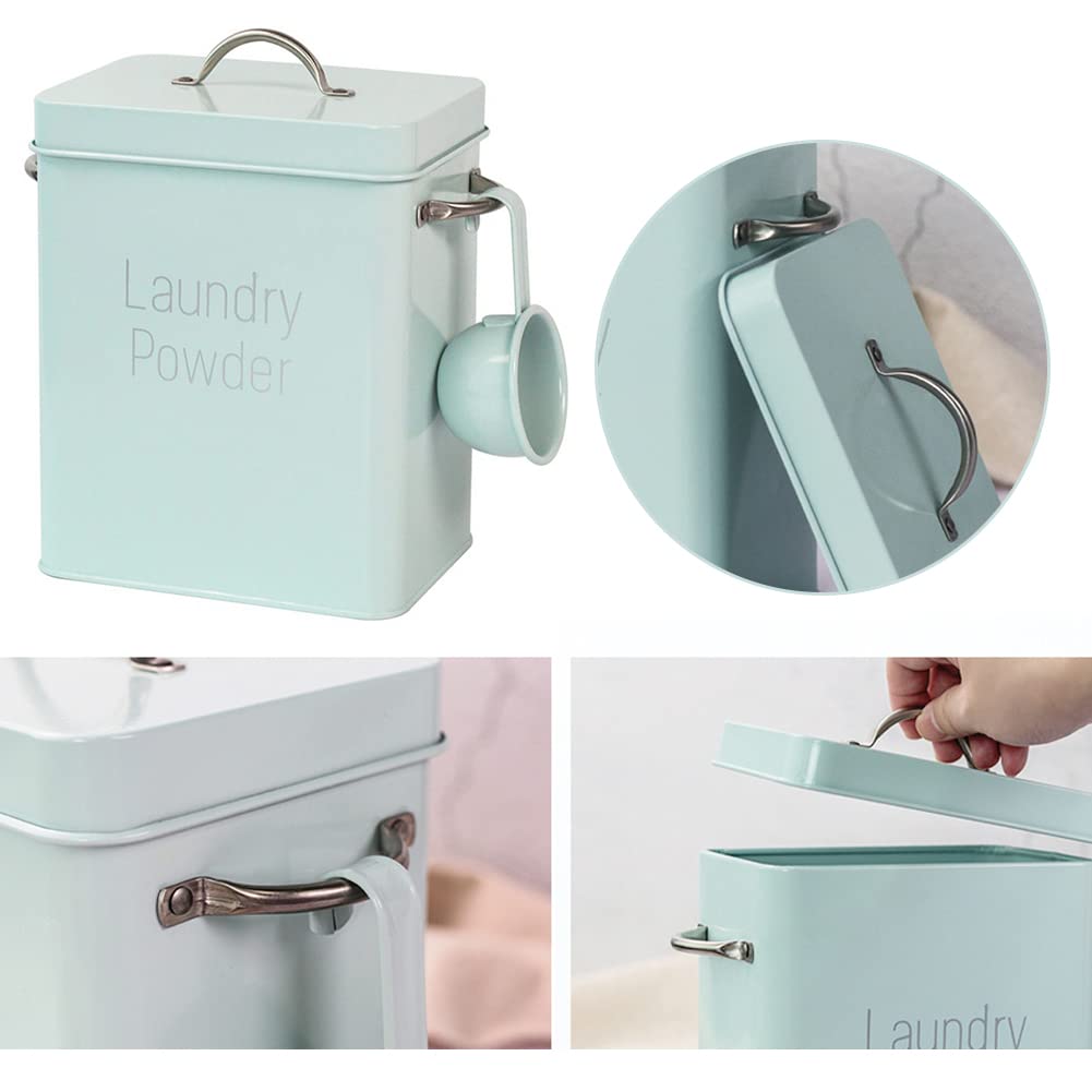 Uposao Scatola Di Latta Per Detersivo In Polvere Per Bucato In Stile Nordico, Contenitore Quadrato Per La Polvere Per Bucato, Contenitori Per Bagno Con Coperchio E Paletta