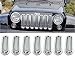 Sunroadway® Chrome Front Grill Mesh Grille Insert Kit For Jeep Wrangler Rubicon Sahara Jk 2007-2015 7PC