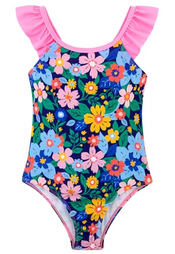 Image of DAXIANG Girls Ruffles One Piece Swimsuits Quick Dry Beach Sport Swimwear Toddler Kids Mermaid Unicorn Bathing Suit 4-10 Years