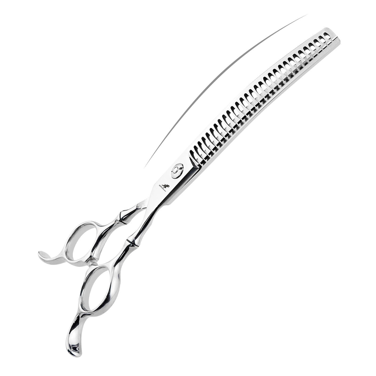 Curved Dog Grooming Chunker Shears - 7 Inch Pet Grooming Scissors with 65% Thinning Rate and 440C Stainless Steel Blade,Wide