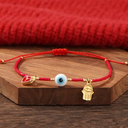 Evil Eye Red String Adjustable Bracelets for Women Luck Protection Eye Hamsa Heart Charm Friends Bestie Sister Handmade Jewelry Gifts4