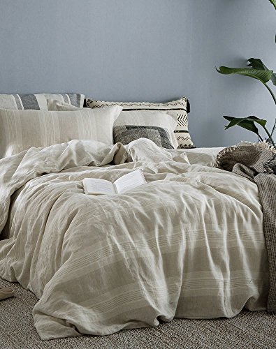 Merryfeel 100% Linen Vintage Washed Duvet Cover Set - (Double Set) 200x200+2x50x75cm