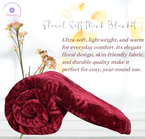 Image of Maroon Double Bed Blanket 500 TC Super Soft Premium Microfiber Blanket, 87 x 85 Inches, Warm & Lightweight Winter Blanket, Soft Cozy AC Blanket, All Season Bed Blanket for Home & Travel