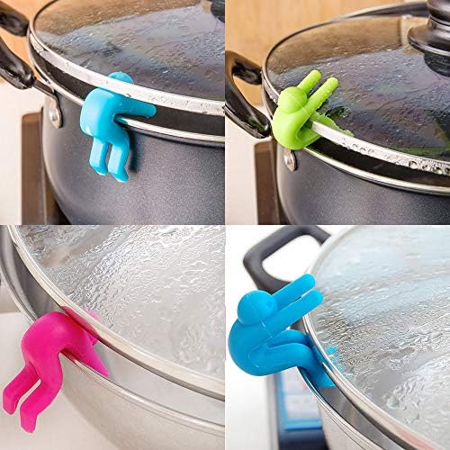 Spill-proof Lid Lifter for Soup Pot Kitchen Tools Lid Stand Heat Resistant Holder Keep The Lid Open Great Cooking Helpers Decoration Silicone Raise The Lid Phone Chopsticks Bracket Lid Lifter 6 Pack