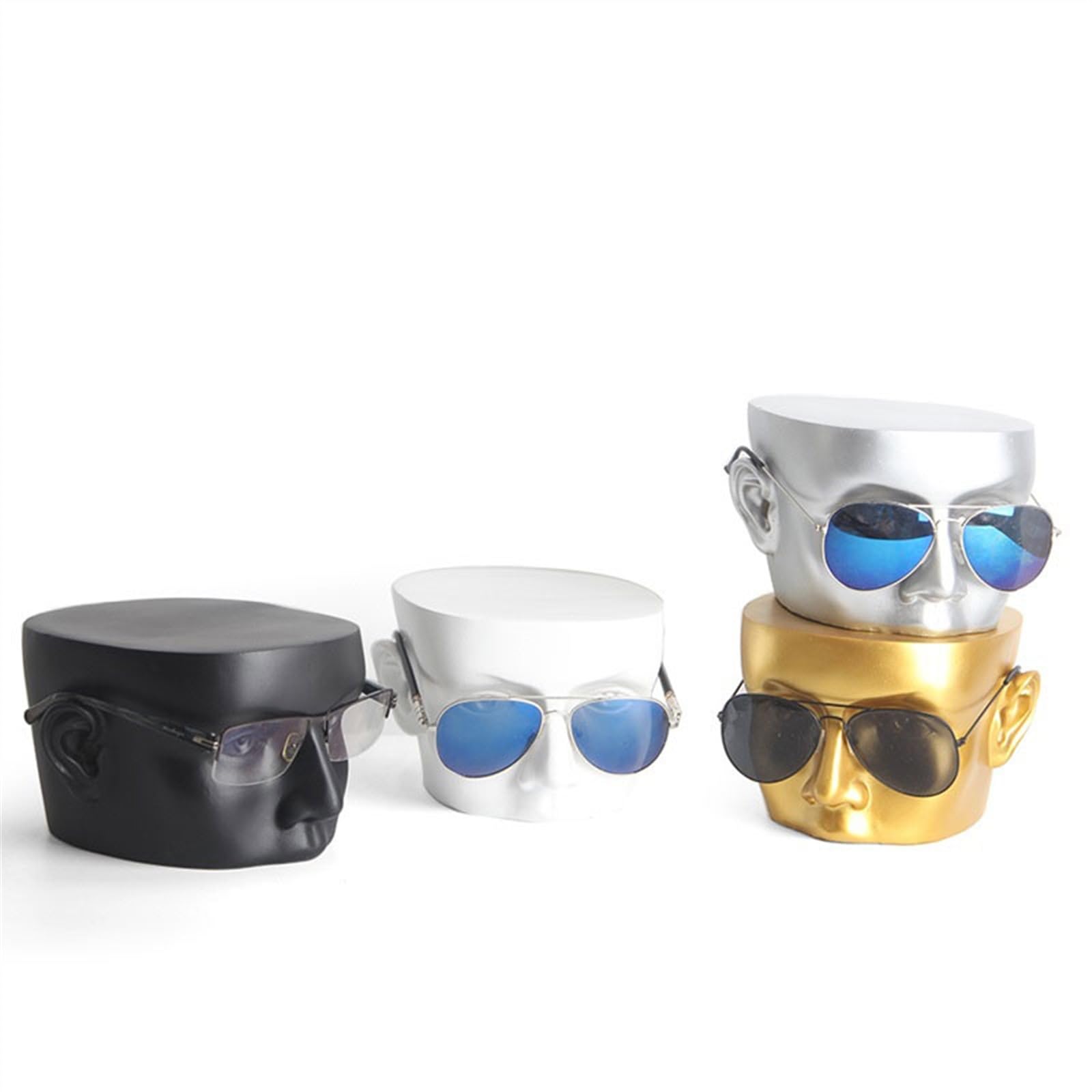 GRFIT Porte Lunettes Moule de tête de Lunettes en résine, Accessoires d'exposition de Lunettes de Soleil, présentoir de fenêtre de Magasin de Lunettes Rangement Lunettes (Color : Gold)