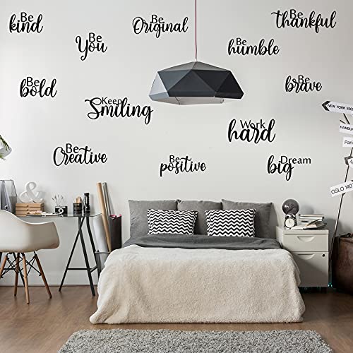 Marspark 12 Pcs Inspirational Wall Decals Motivational Quote Peel and Stick Vinyl Wall Quotes Stickers Removable Positive Saying Mirror Decals for Office Nursery Offices Teen Dorm Classroom, Black
