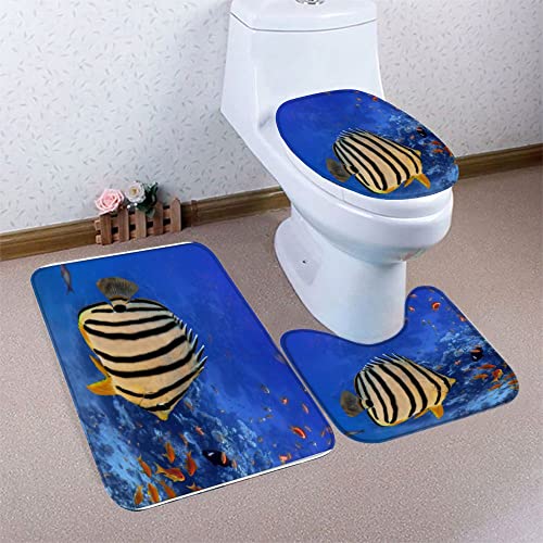 Badematte Schildkröten Korallen Fische Badematten Set rutschfest Waschbar Badgarnitur 3teilig - WC Deckelbezug U… – Bild 7