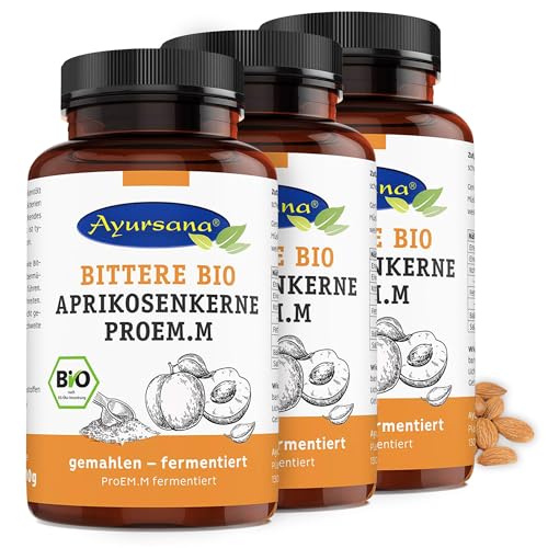 Ayursana Bio Aprikosenkerne 3er Spar-Set (1500g) - Fermentiert mit ProEM.M - Aprikosenkernmehl teilentölt & fermentiert - Apricot Kernels gemahlen - Reich an Amygdalin - Vorratspack Ayursana Bio Aprikosenkerne 3er Spar-Set (1500g) - Fermentiert mit ProEM.M - Aprikosenkernmehl teilentölt & fermentiert - Apricot Kernels gemahlen - Reich an Amygdalin - Vorratspack