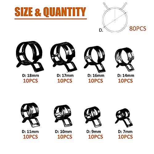 Ispinner SPRING-CLAMPS 80Pcs Spring Band Type Fuel/Silicone Vacuum Hose Pipe Clamp thumb #1