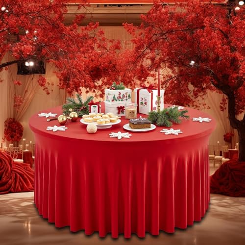 Nappe de mariage ronde plissée pour dissimuler les pieds de table - 3